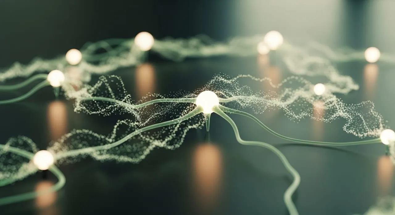 Abstract glowing neural network representing AI