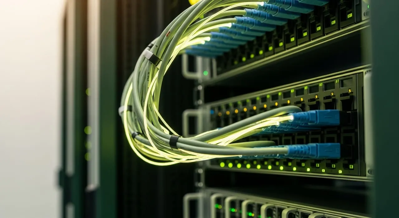 Connected fiber optic cabling and server hardware